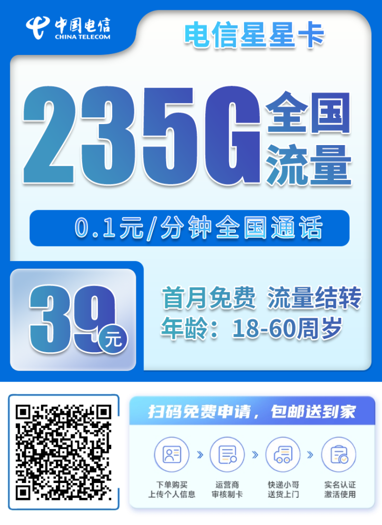电信星星卡205G通用+30G定向+0.1元/分钟-PAY资源网-免费资源下载中心