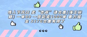 情人节风口 卖“杏商”课合集(海王秘籍) 一单99 一周能卖1000单 暴…-PAY资源网-免费资源下载中心