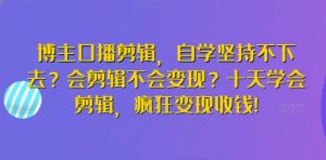 博主口播剪辑,自学坚持不下去?会剪辑不会变现?十天学会剪辑,疯狂变现收钱!-PAY资源网-免费资源下载中心