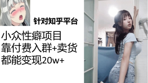 知乎小众性癖项目,Lsp的钱才是最好赚的,付费建群+卖货变现20w-PAY资源网-免费资源下载中心