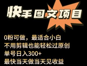 24年最新快手图文带货项目,零粉可做,不用剪辑轻松过原创单号轻松日入300+-PAY资源网-免费资源下载中心