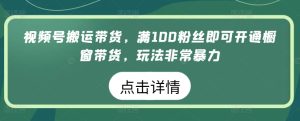视频号搬运带货,满100粉丝即可开通橱窗带货,玩法非常暴力-PAY资源网-免费资源下载中心