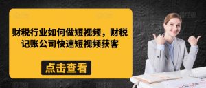 财税行业如何做短视频,财税记账公司快速短视频获客-PAY资源网-免费资源下载中心