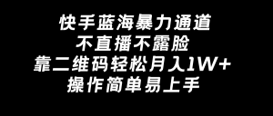 快手蓝海暴力通道,不直播不露脸,靠二维码轻松月入1W+,操作简单易上手-PAY资源网-免费资源下载中心