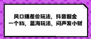 (10022期)风口赚差价玩法,抖音掘金,一个35,蓝海玩法,闷声发小财-PAY资源网-免费资源下载中心