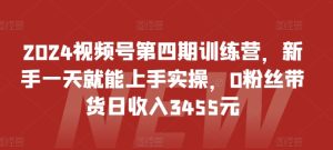 2024视频号第四期训练营,新手一天就能上手实操,0粉丝带货日收入3455元-PAY资源网-免费资源下载中心