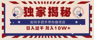 (9362期)独家揭秘,如何手把手带你做项目,日入上千,月入10W+-PAY资源网-免费资源下载中心