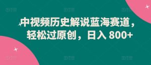 中视频历史解说蓝海赛道,轻松过原创,日入 800+-PAY资源网-免费资源下载中心