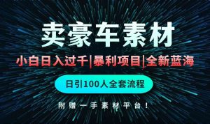 (10101期)通过卖豪车素材日入过千,空手套白狼!简单重复操作,全套引流流程.!-PAY资源网-免费资源下载中心