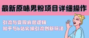 (9158期)最新原味男粉项目详细操作 引流与变现底层逻辑+知乎与b站实操引流创新玩法-PAY资源网-免费资源下载中心