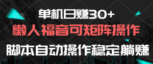 (10277期)单机日赚30+,懒人福音可矩阵,脚本自动操作稳定躺赚-PAY资源网-免费资源下载中心