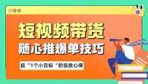 随心推爆单秘诀,短视频带货-超1个小目标的投放心得-PAY资源网-免费资源下载中心