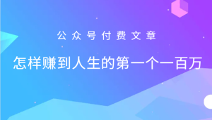 某公众号付费文章:怎么样才能赚到人生的第一个一百万-PAY资源网-免费资源下载中心